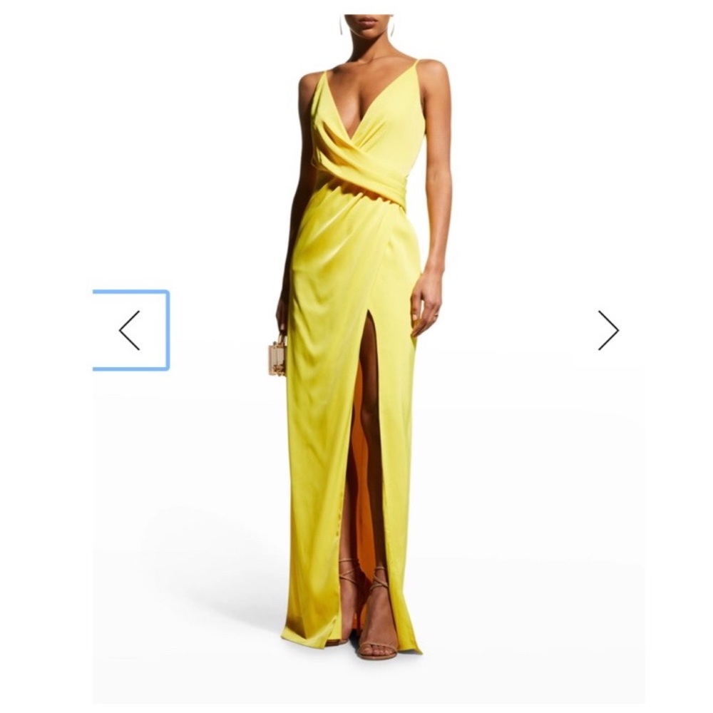 Aiden Mattox draped V cut gown
